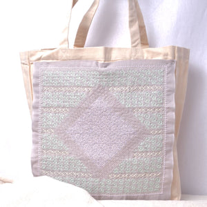 Canvas Shopping Bag with decorative cloth