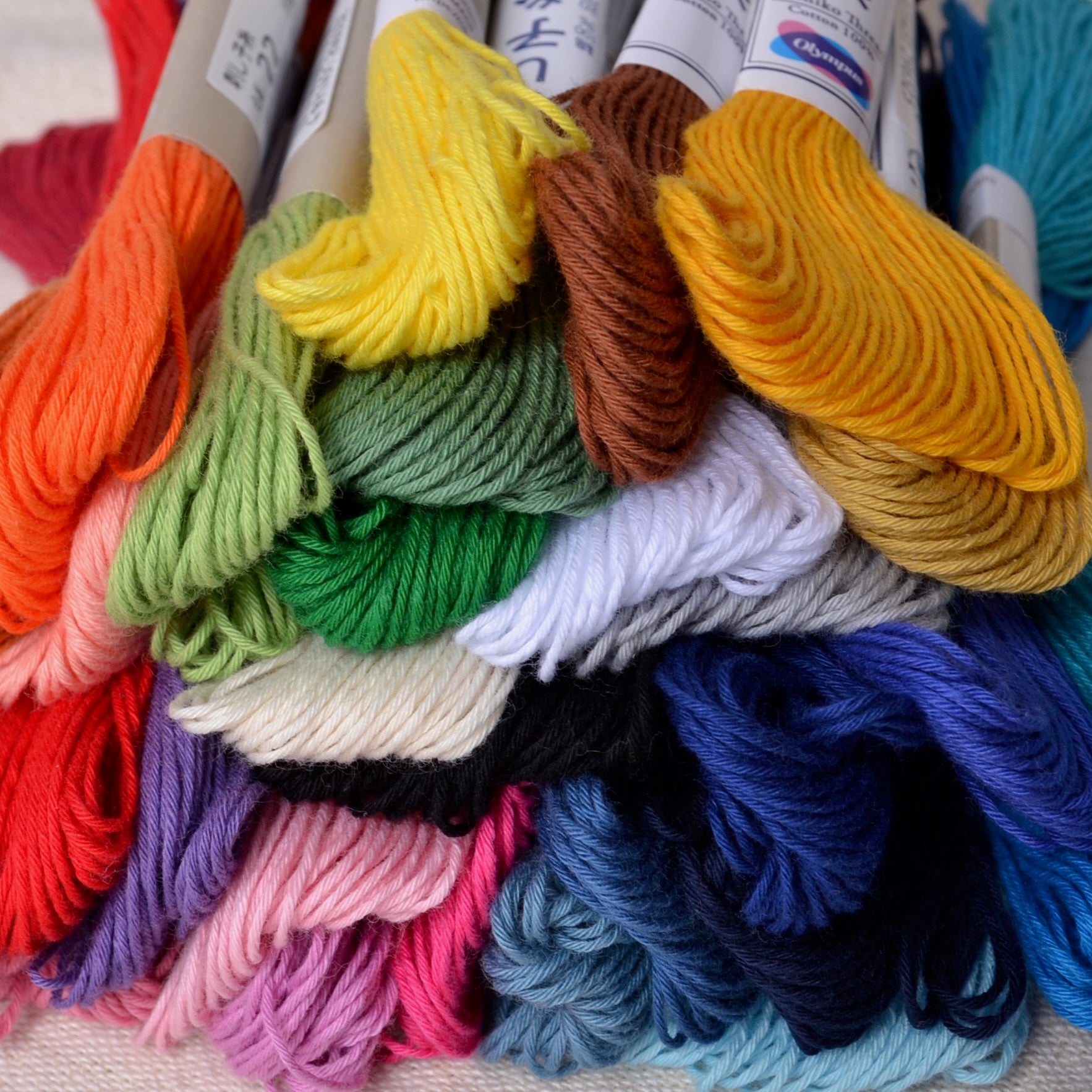 sashiko threads, solid colours