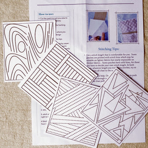 Dissolvable Stick & Stitch Transfer Patterns "Geometrics", set of 4 with instructions