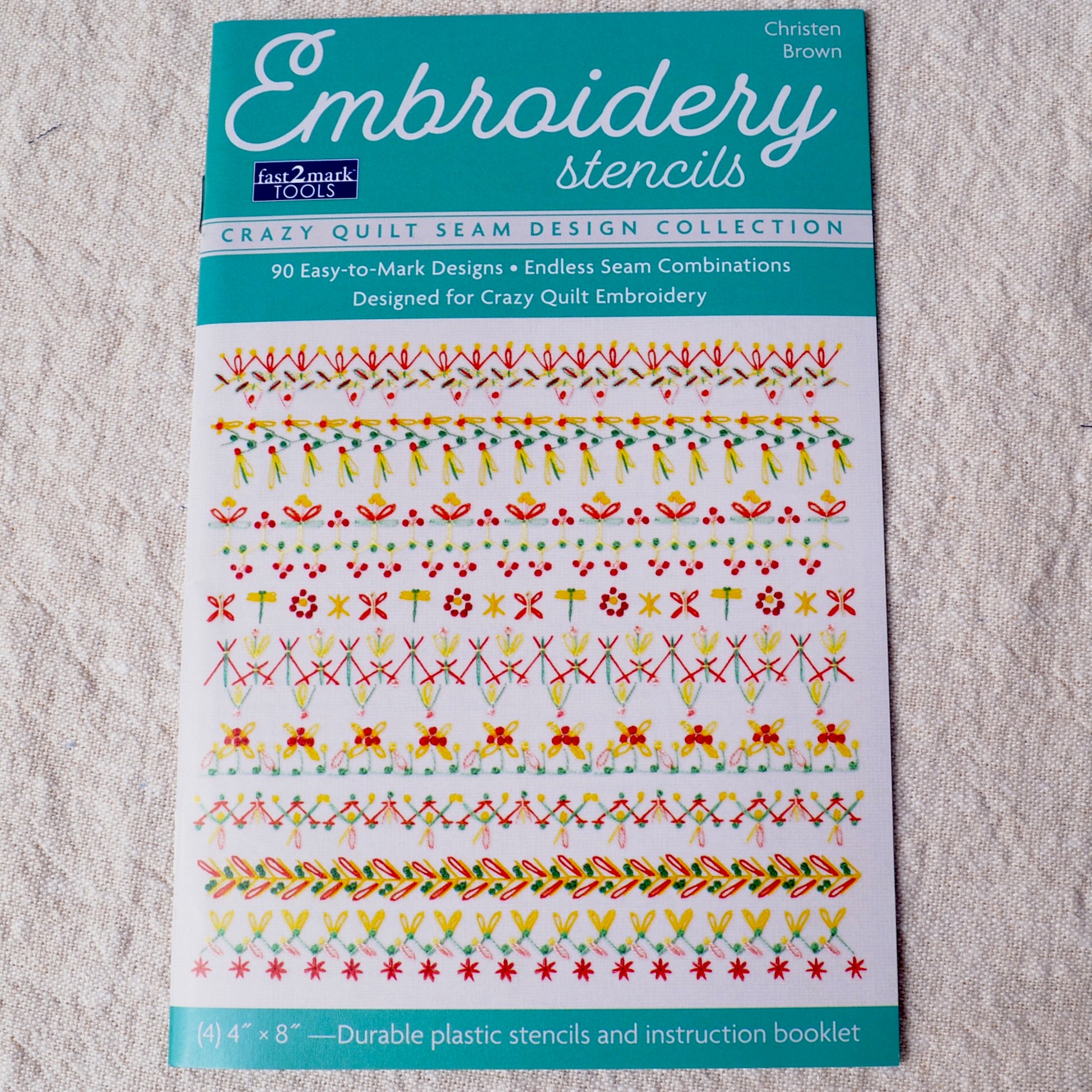 Embroidery booklet with 4 embroidery stencils