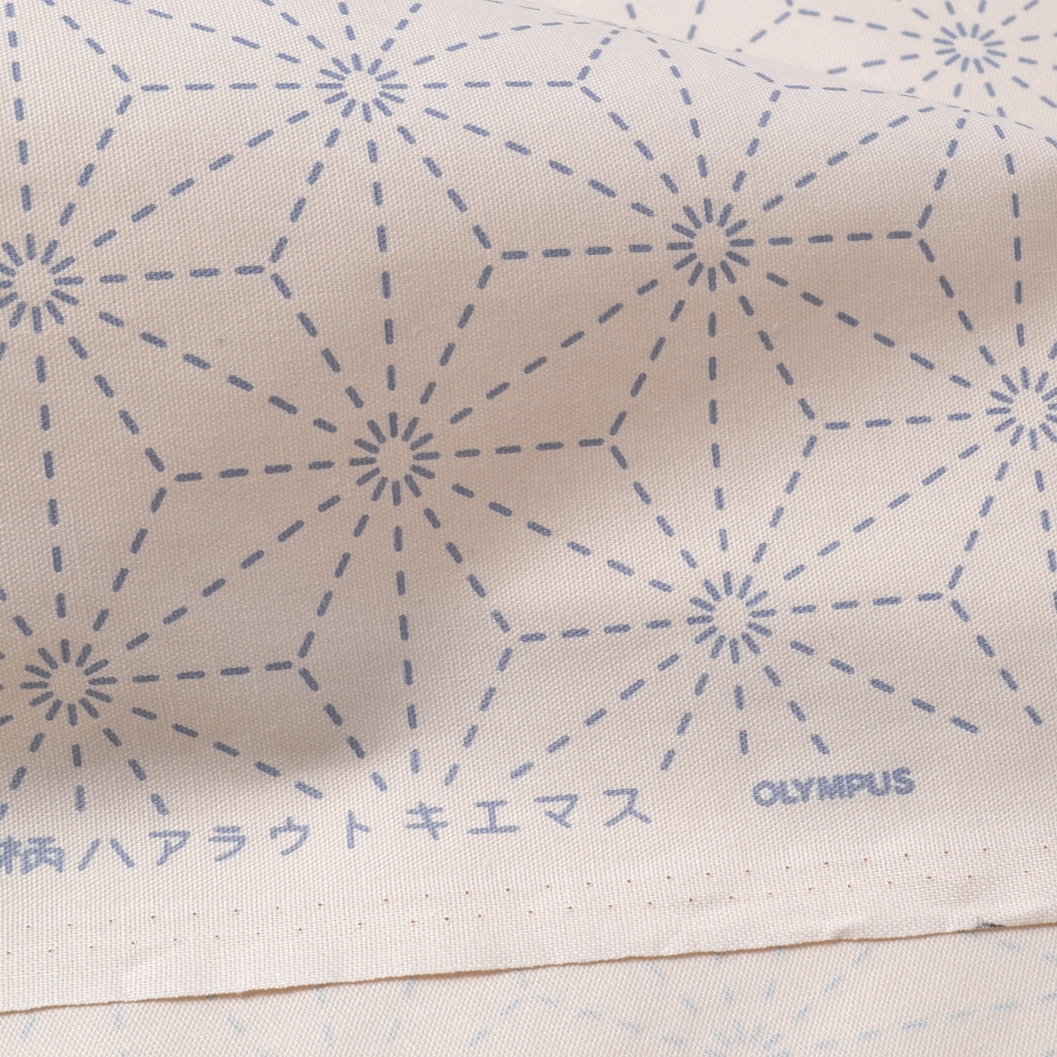 ready to stitch wash out printed hemp leaf sashiko fabric