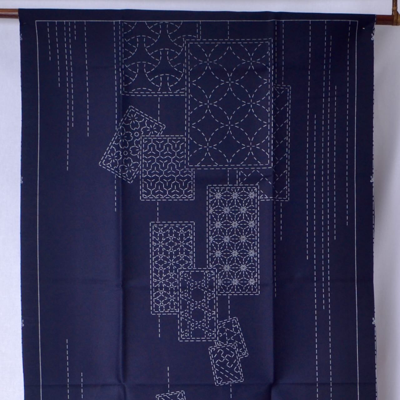 Sashiko Panel: Shuffle - top of panel