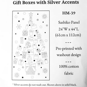 Cover of Sashiko Panel, "Gift Boxes with Silver Accents"