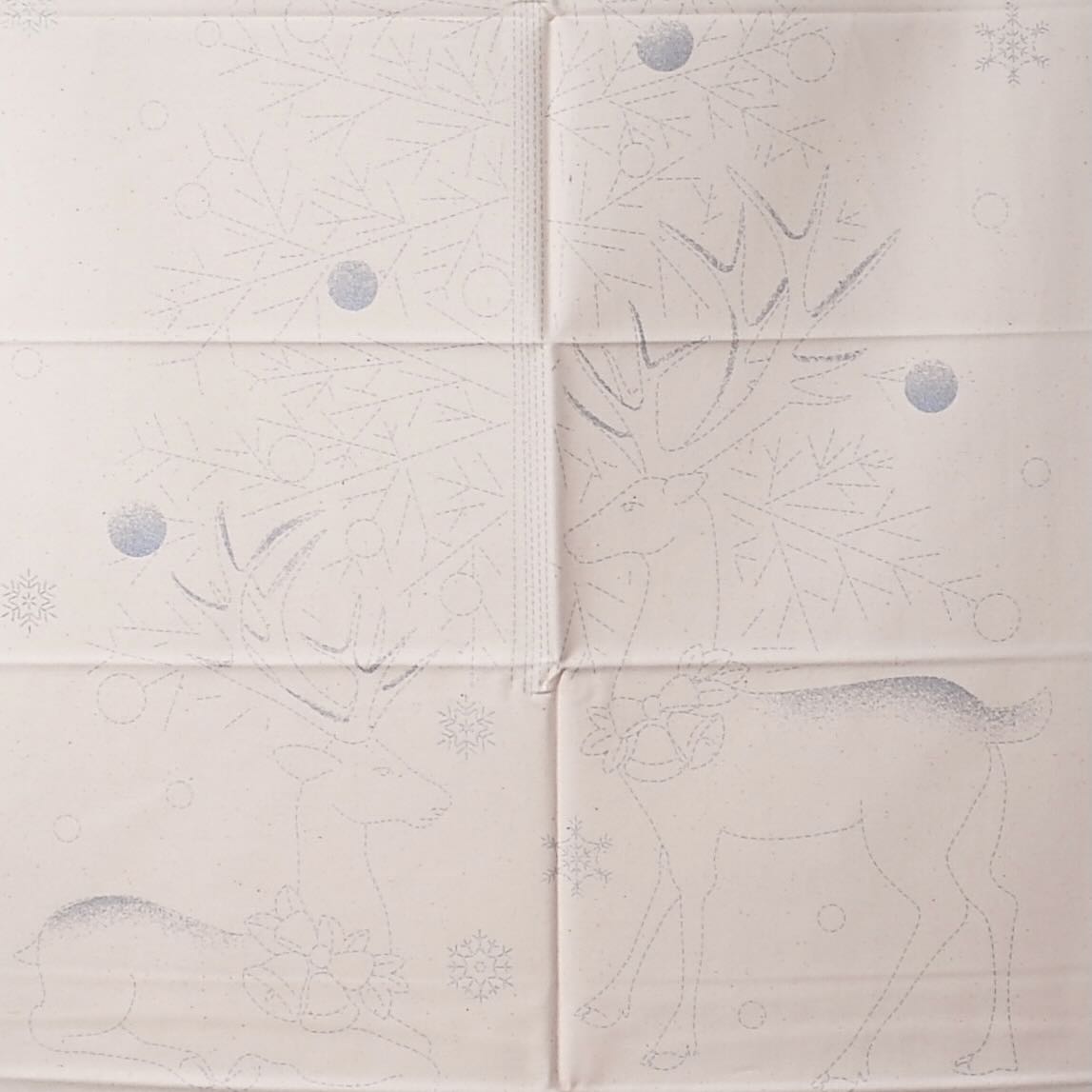 Sashiko Panel, Woodland Christmas with Silver accents