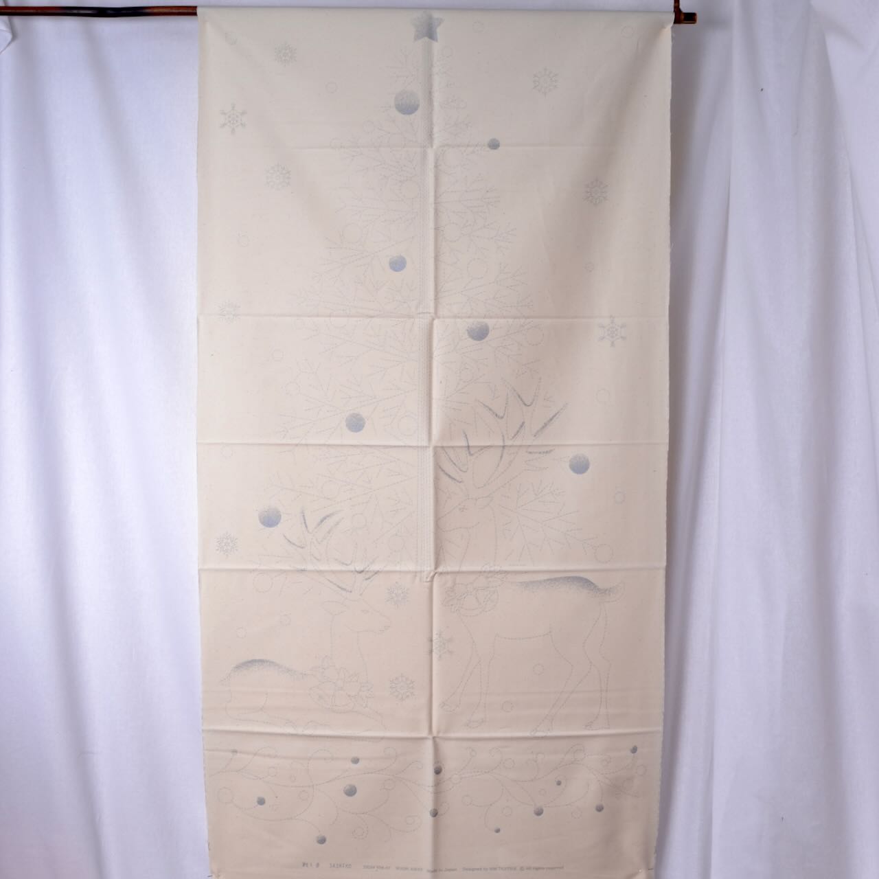 Sashiko Panel, Woodland Christmas with Silver accents