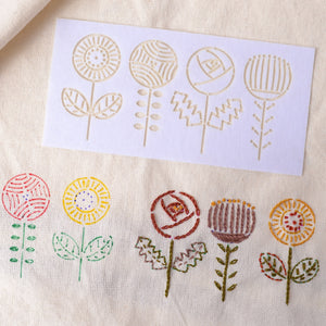 Embroidery stencil, 4 stylised flowers