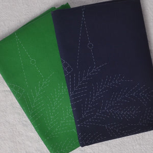 one green and one navy sashiko panel