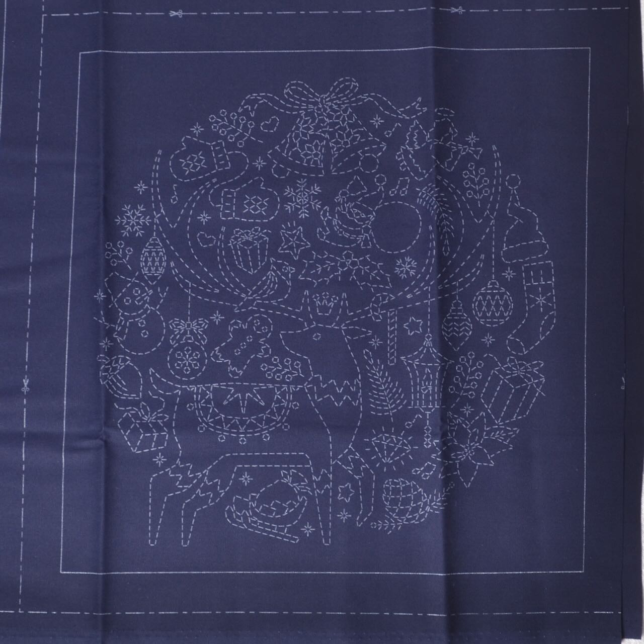 Sashiko Panel, Seasons Greetings 2 Christmas motifs
