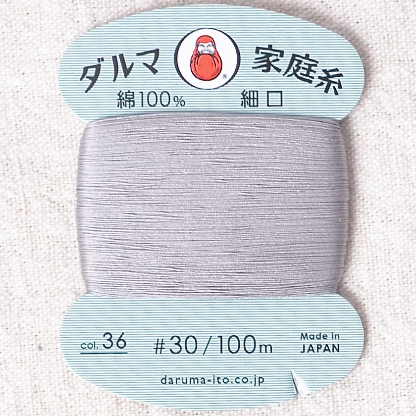 Daruma Hand Sewing Thread, Silver Gray #36