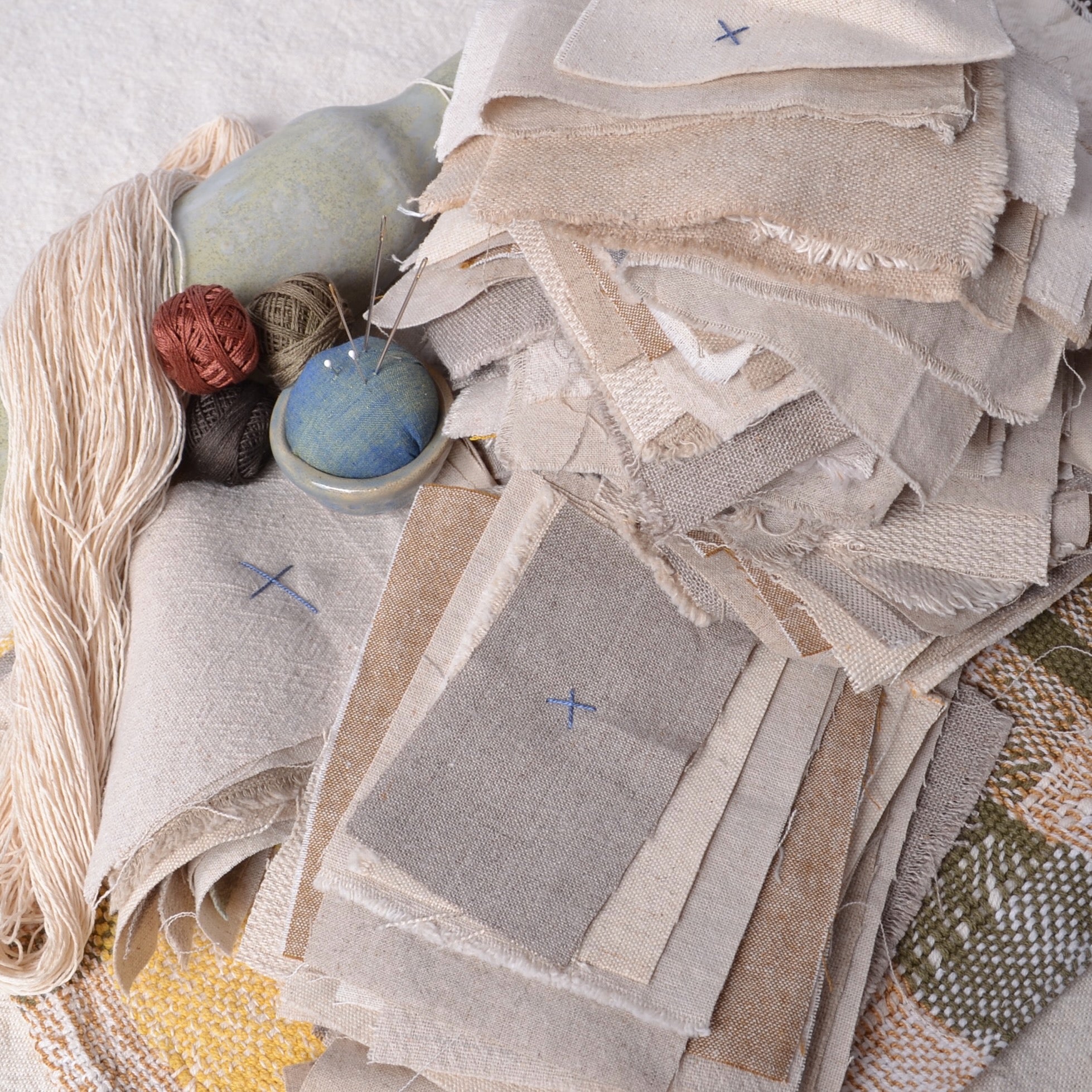 Natural Linen & Cotton Patches for Mending or Stitching