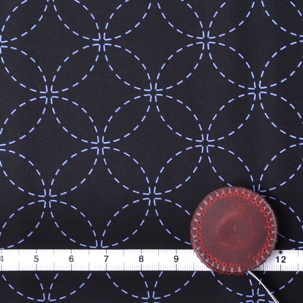 linked circles sashiko design, pre-printed fabric