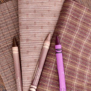 Dyed Yarn Cotton Fabric Bundle of 3, Rusty Taupe Roses