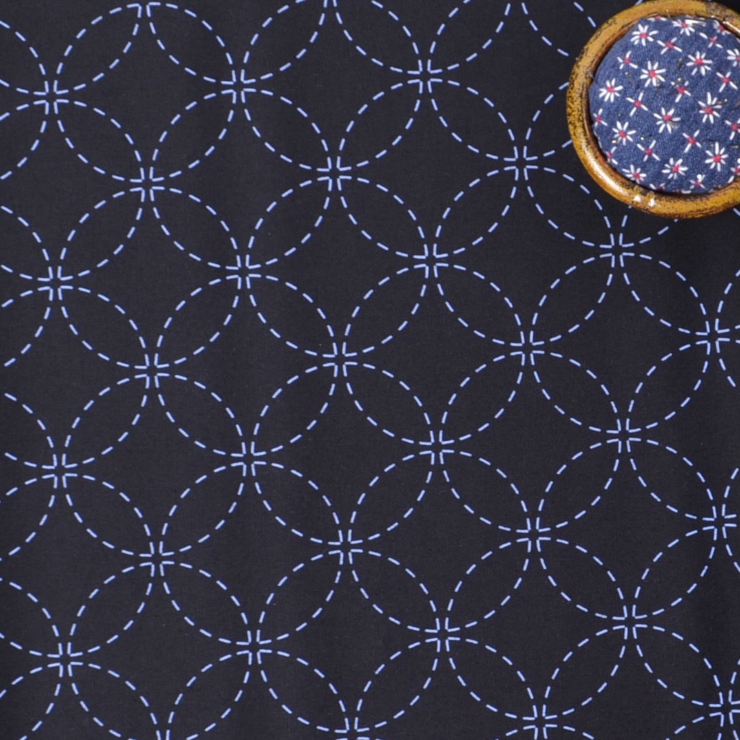 linked circles pre-printed sashiko  fabric