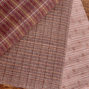 Dyed Yarn Cotton Fabric Bundle of 3, Rusty Taupe Roses