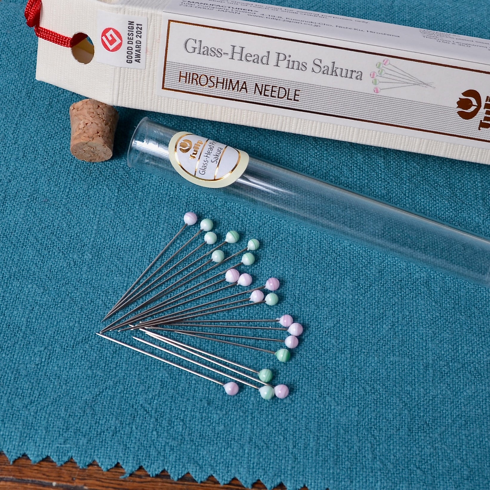 Glass Head Pins 1-3/16in Teal Blue - 3073640988530