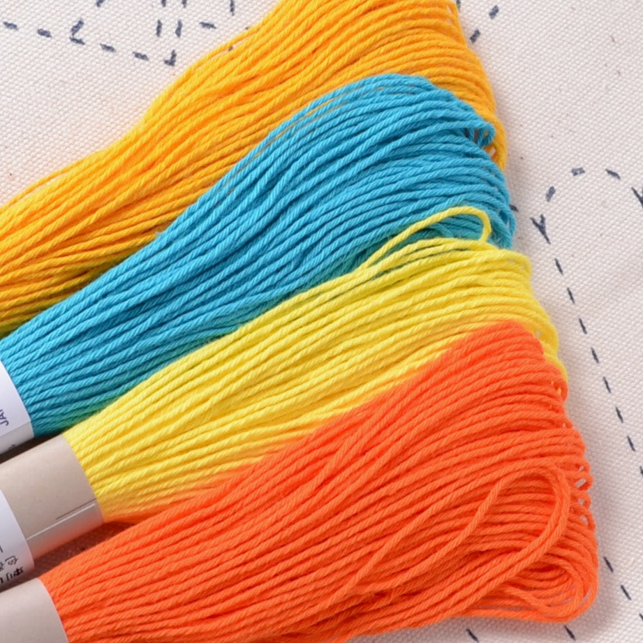 4 bright colour sashiko threads