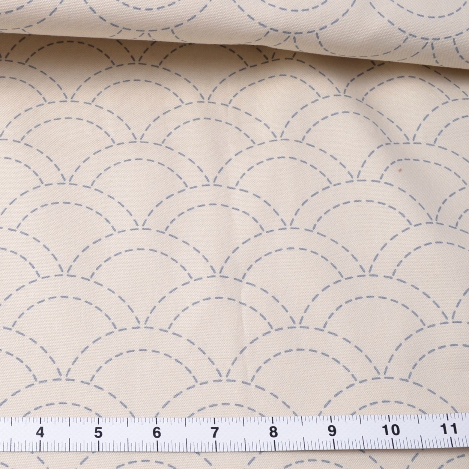 ready to stitch sashiko waves design on cream colour cotton fabric