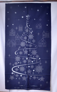 Sashiko Panel, "Christmas Village with Silver Accents"