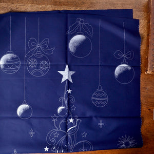 top part of ready to stitch sashiko Christmas panel