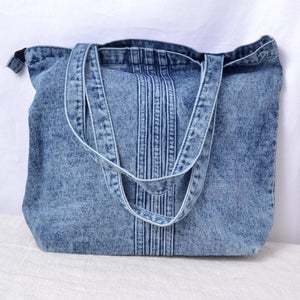Medium Washed Blue Denim Tote Bag Blank