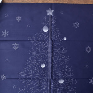 Christmas Sashiko Panel, "Woodland Christmas with Silver accents"