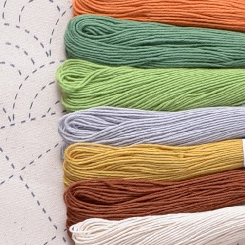 green #6 Olympus sashiko thread with co-ordinating colours