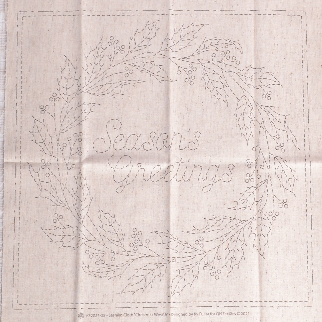 Off-white Christmas Wreath Sashiko Sampler