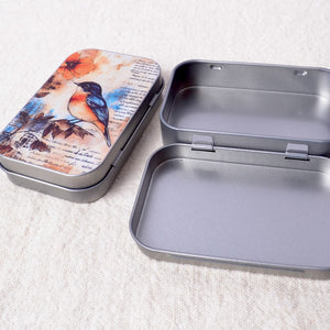 Small Tin "Summer Evening Bird" showing hinges