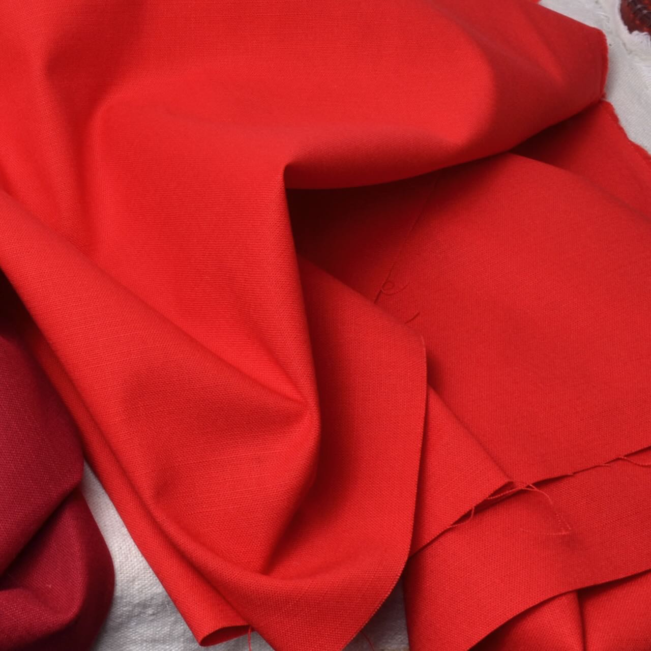 Cotton Fabric for Sashiko Stitching, Bright Red