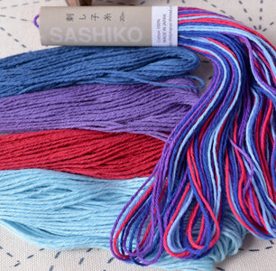 Sashiko Thread Collection, Purple, Red & Blues