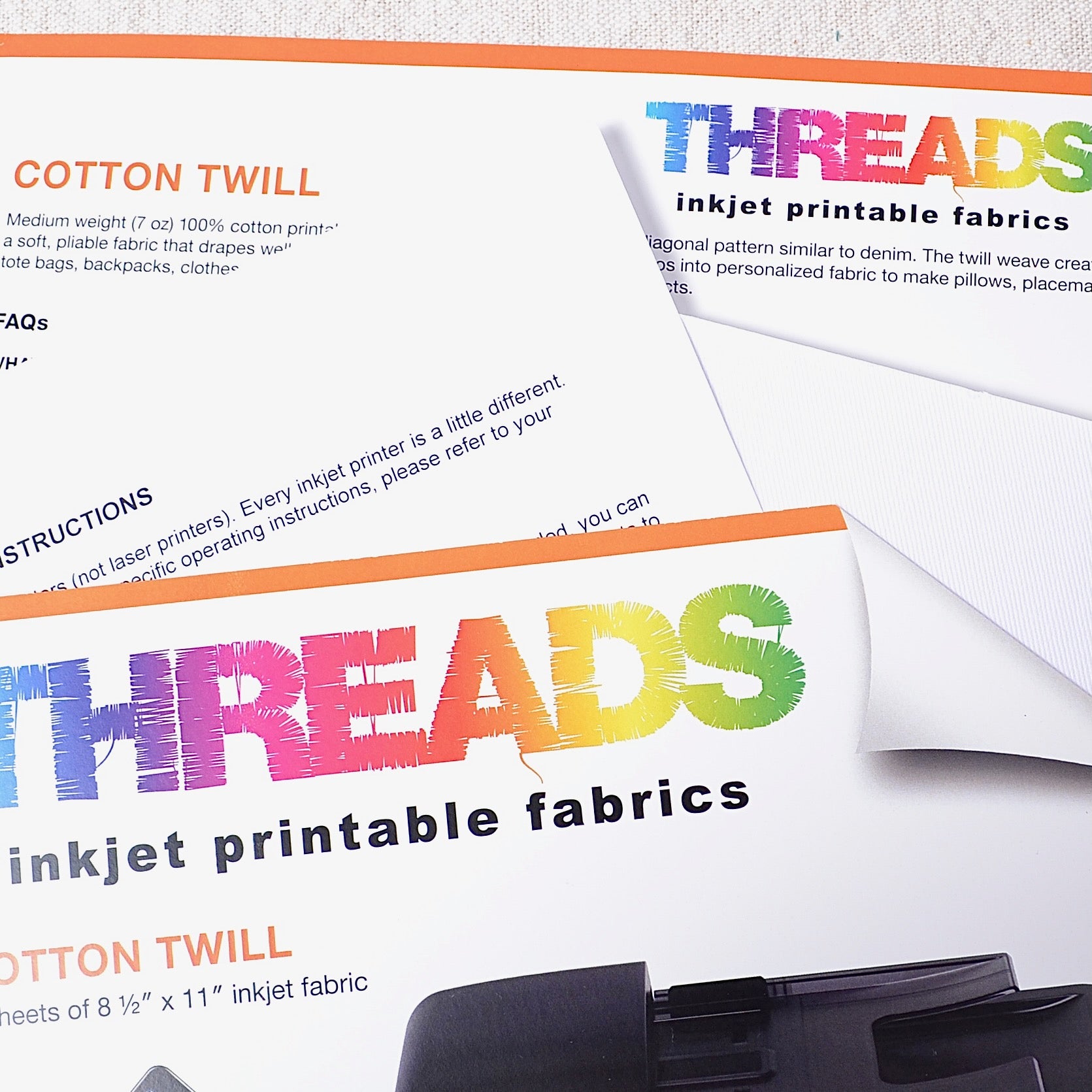 Cotton Twill Inkjet Fabric, 8 1/2in x 11in - A Threaded Needle
