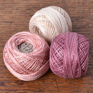 Pinks and creams, perle cotton thread
