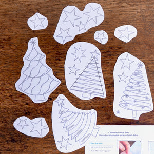 Christmas Trees & Stars Dissolvable Stick & Stitch Patterns