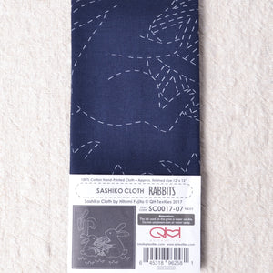 Preprinted Rabbits design on Sashiko cloth