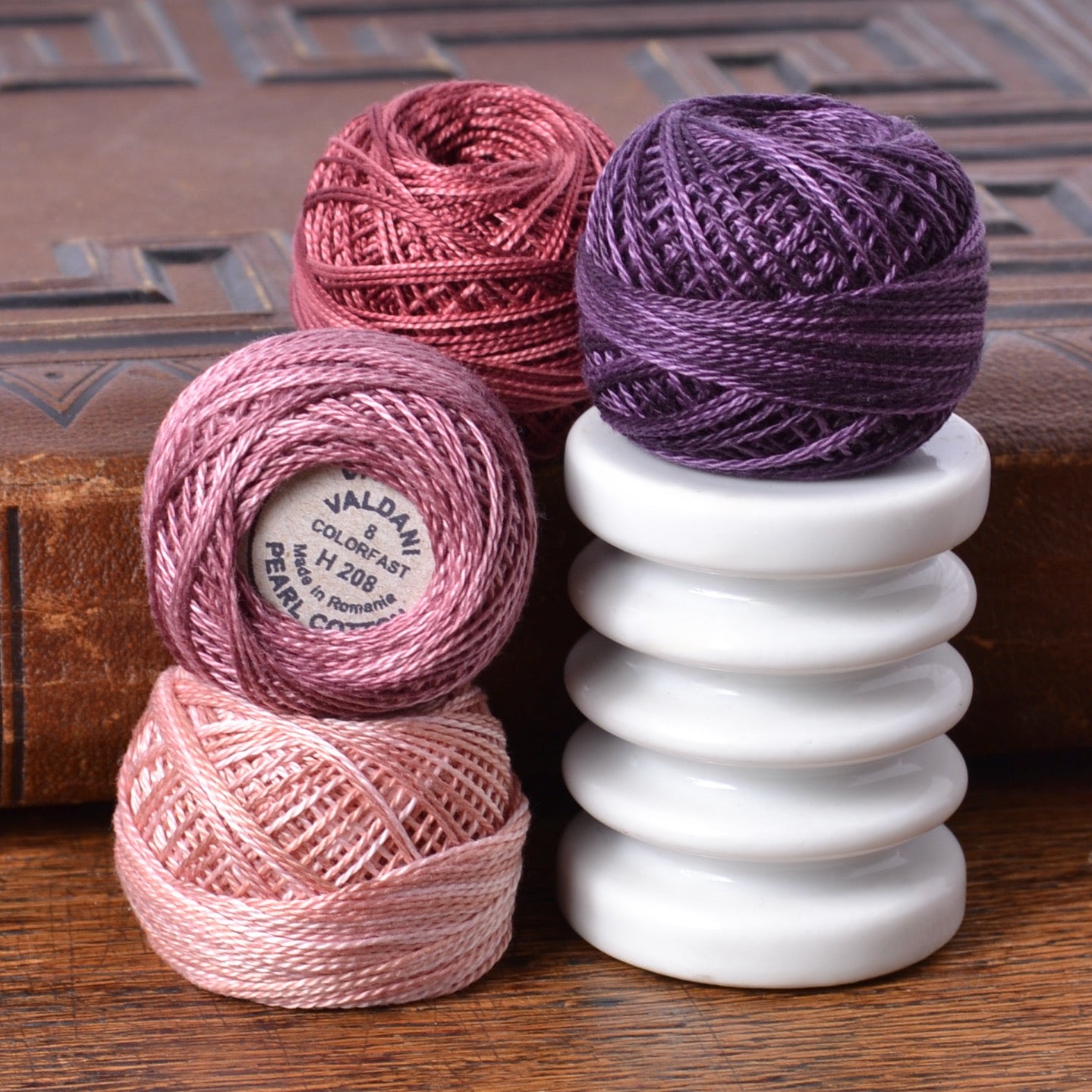 Perle cotton thread, Purples and pinks