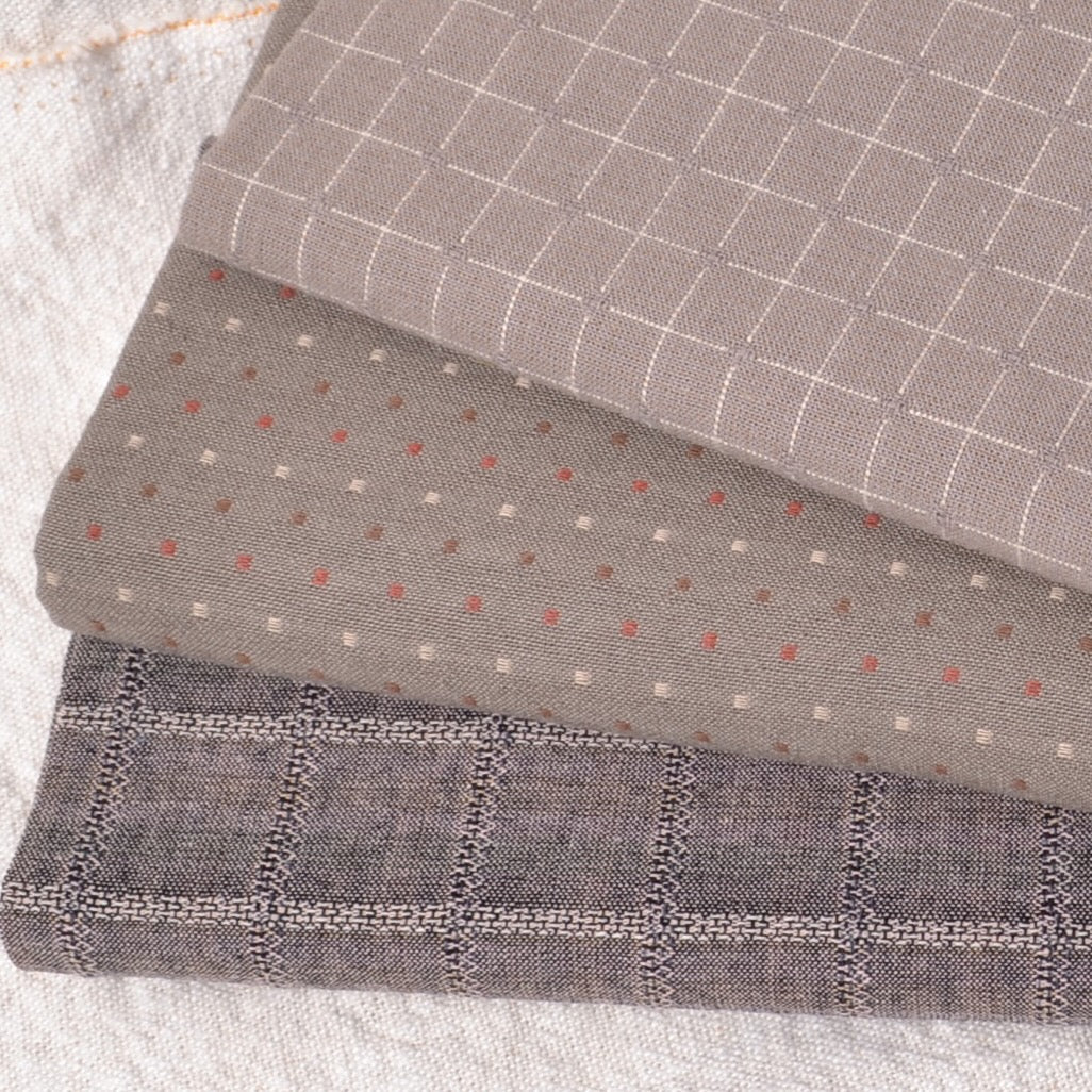 Dyed Yarn Cotton Fabric Bundle of 3,  Greys