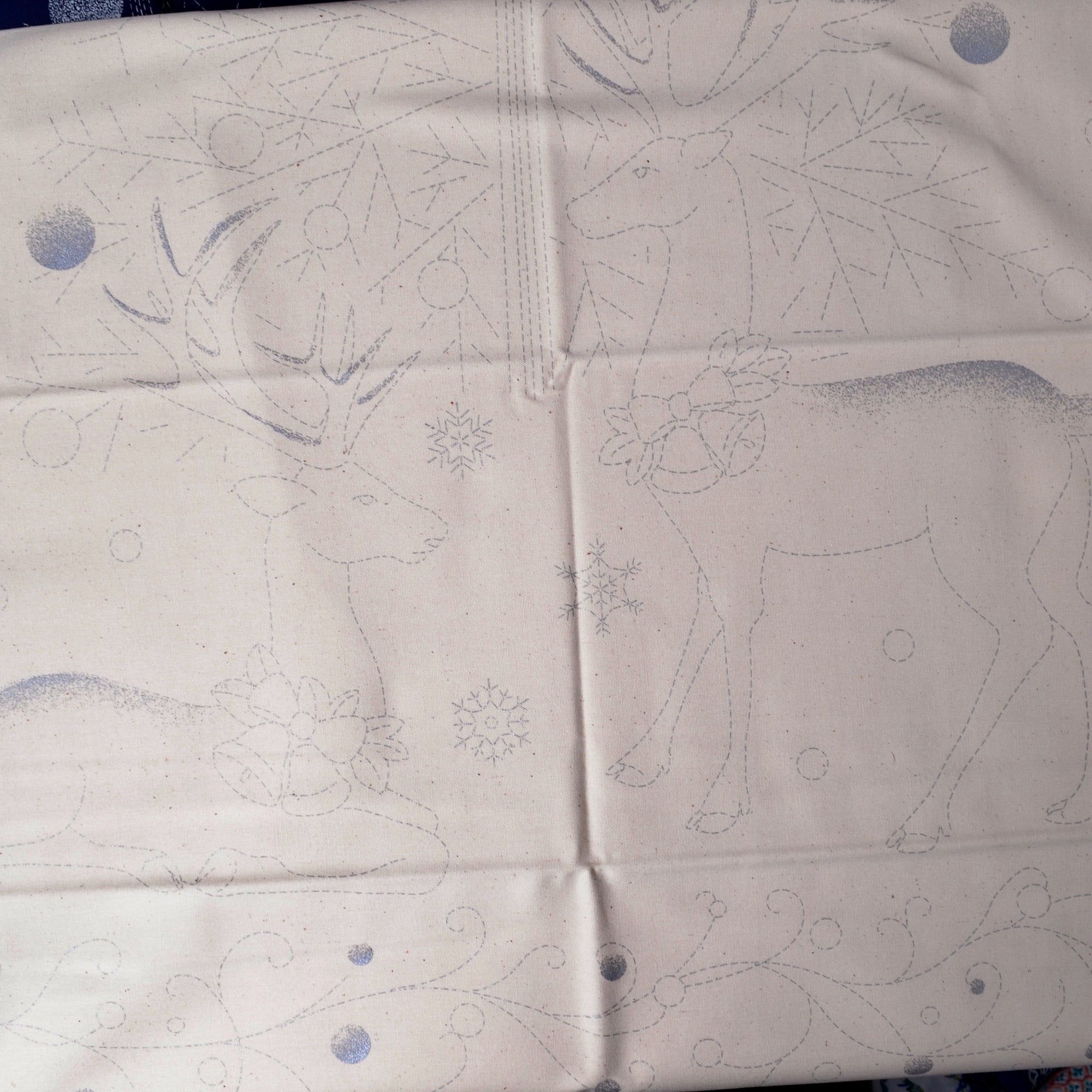 cropped section of Woodland Panel Sahiko Panel, unbleach creme colour cotton fabric