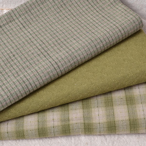 Dyed Yarn Cotton Fabric Bundle of 3 Spring Greens