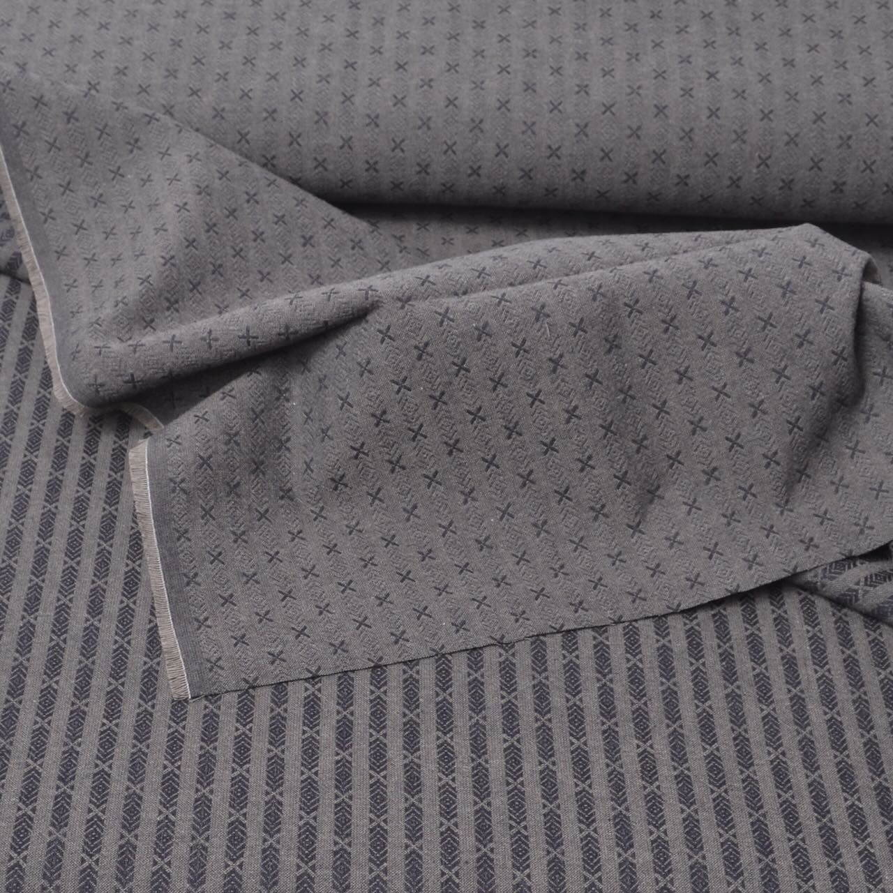 Dyed Yarn Cotton Fabric for Sewing & Quilting showing both sides of fabric