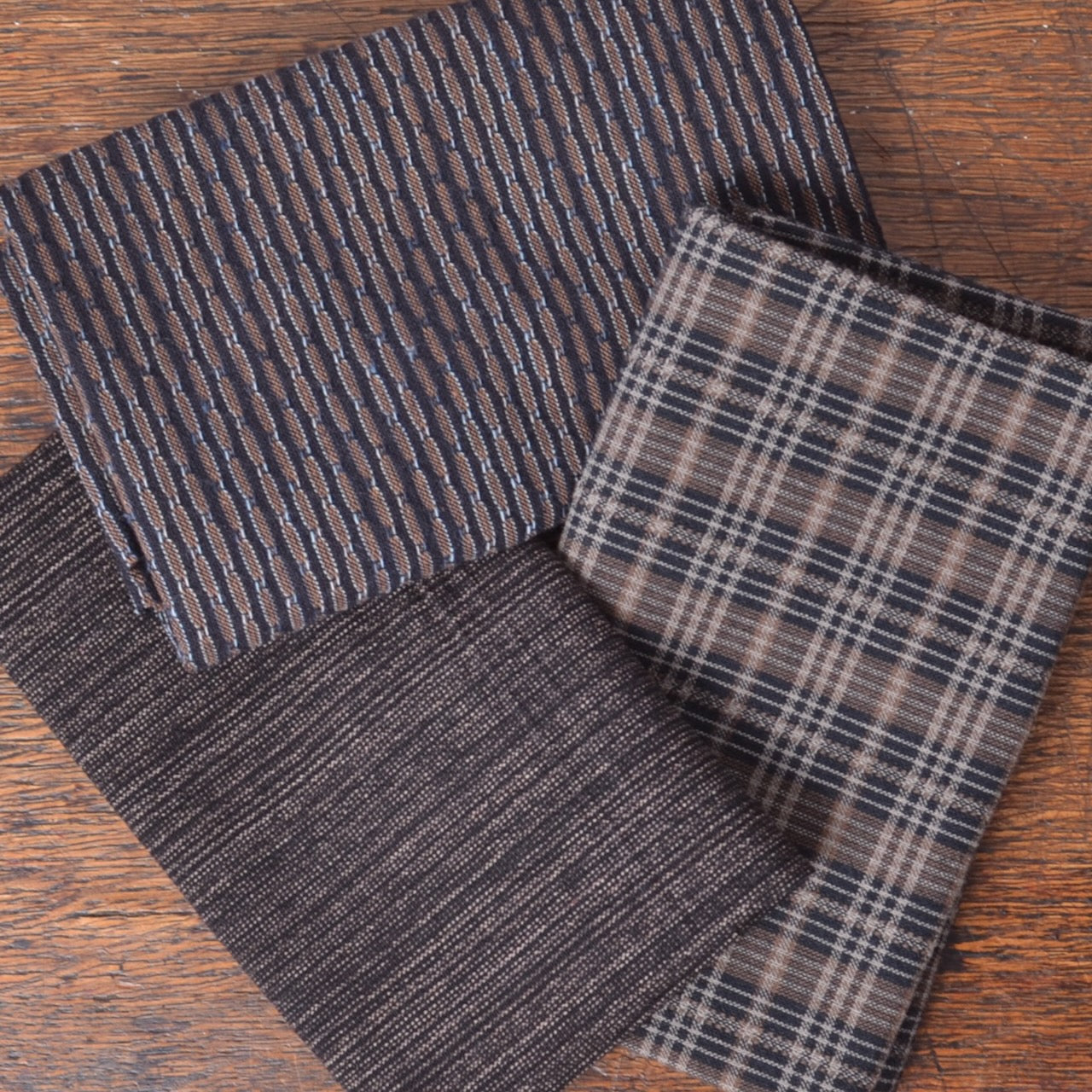 Dyed Yarn Cotton Fabric Bundle of 3, Espresso Browns