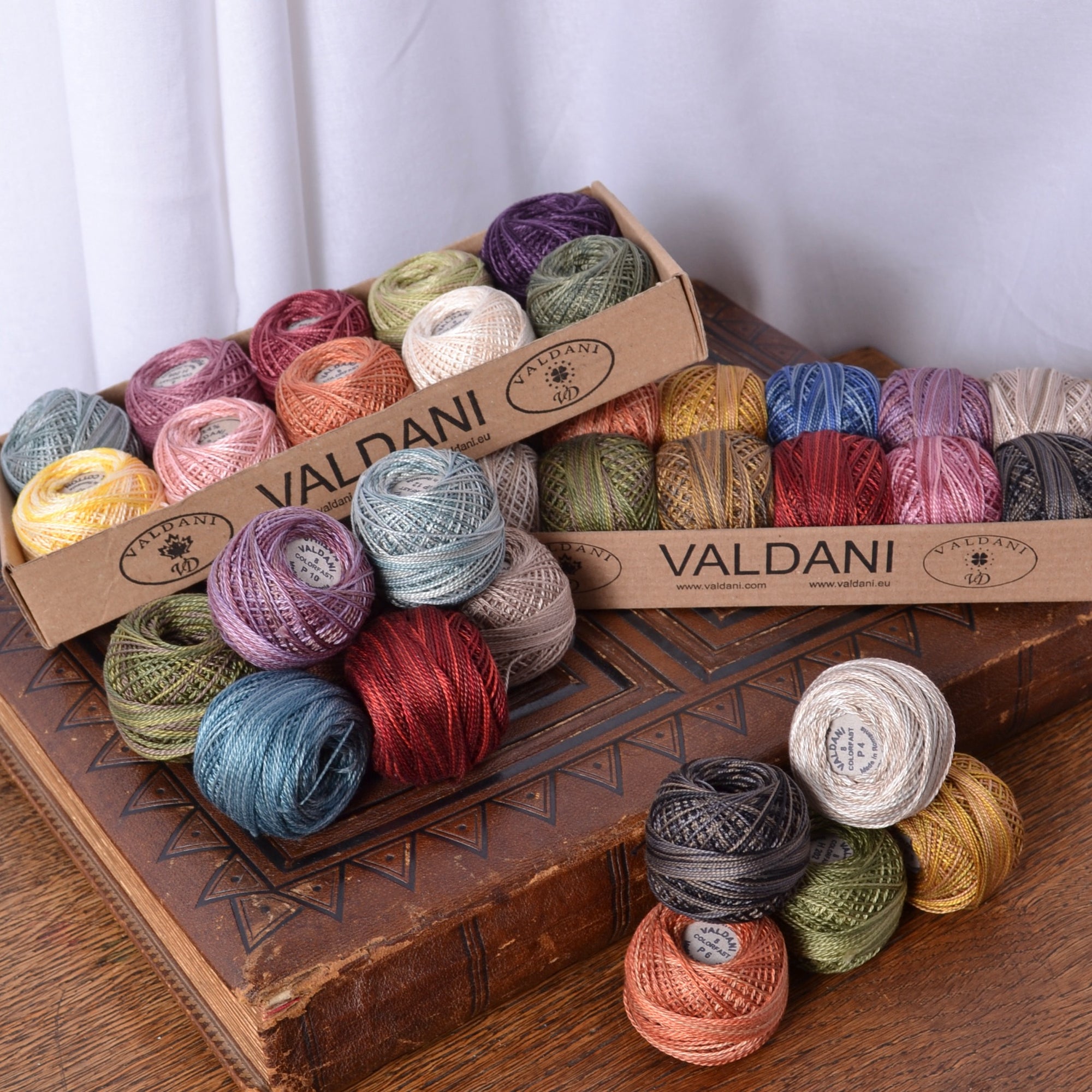 Various size 8 varegaited threads from Valdani