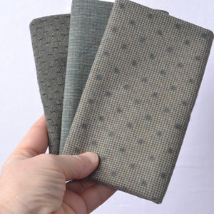 Dyed Yarn Cotton Fabric Bundle of 3, Hunter Greens