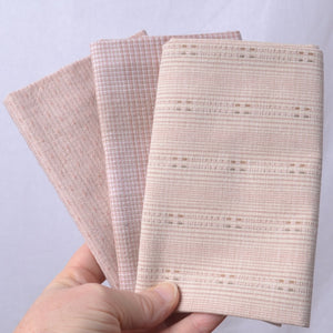 Dyed Yarn Cotton Fabric Bundle of 3, Antique Rose