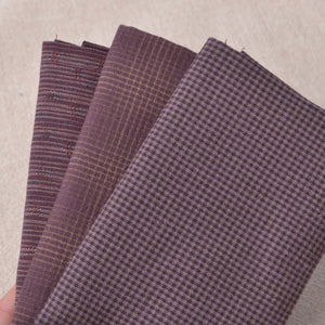 Dyed Yarn Cotton Fabric Bundle of 3, Aubergine