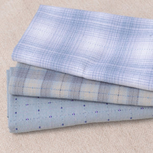 Dyed Yarn Cotton Fabric Bundle of 3, Periwinkle Blue