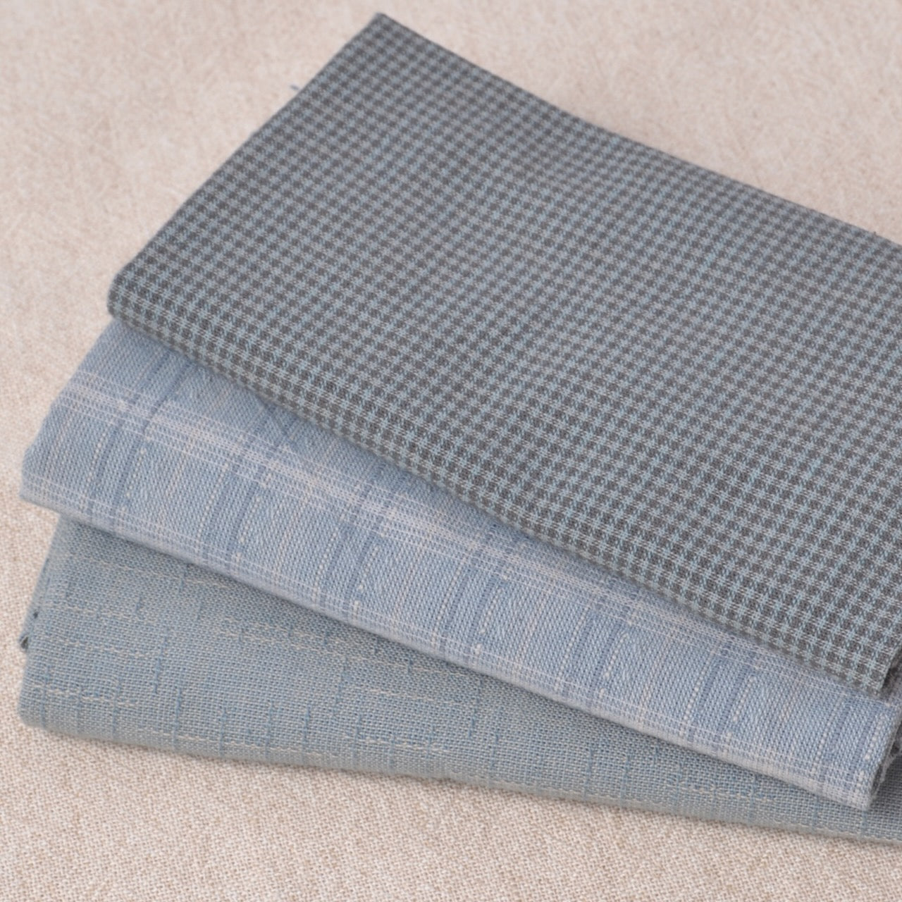 Dyed Yarn Cotton Fabric Bundle of 3, 