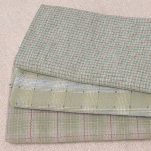Dyed Yarn Cotton Fabric Bundle of 3, Pistachio Greens