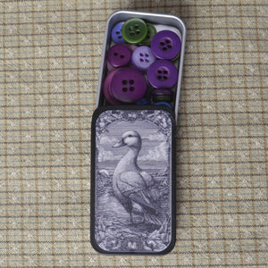 A nice size for portable storage for needles, buttons, and other small sewing notions.