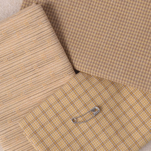 Dyed Yarn Cotton Fabric Bundle of 3, Yellows