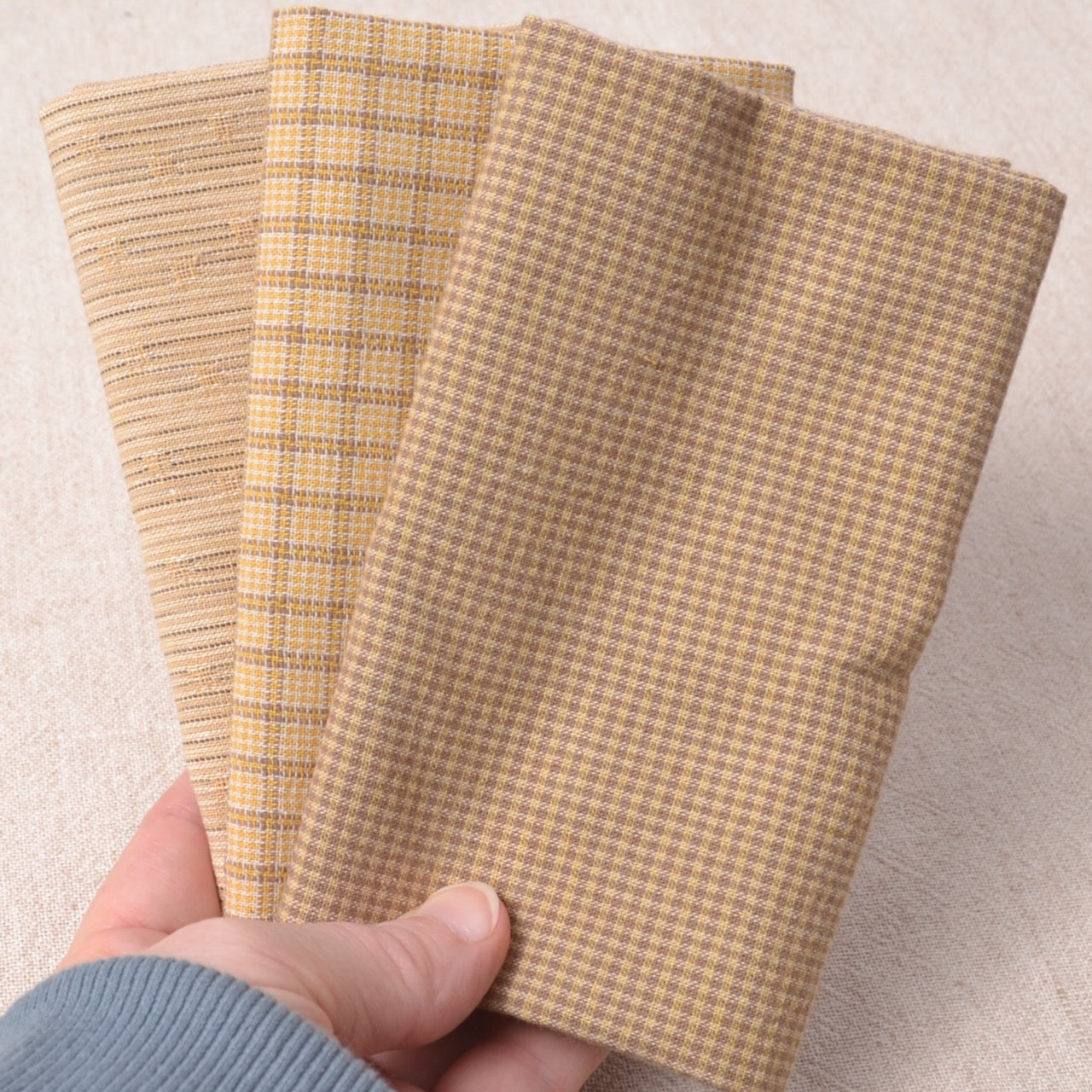 Dyed Yarn Cotton Fabric,
Vintage Quilt Soft Yellows